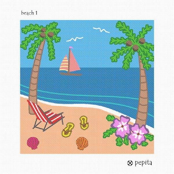 комплект за бродиране pepita: Плаж 1, 10 x 10