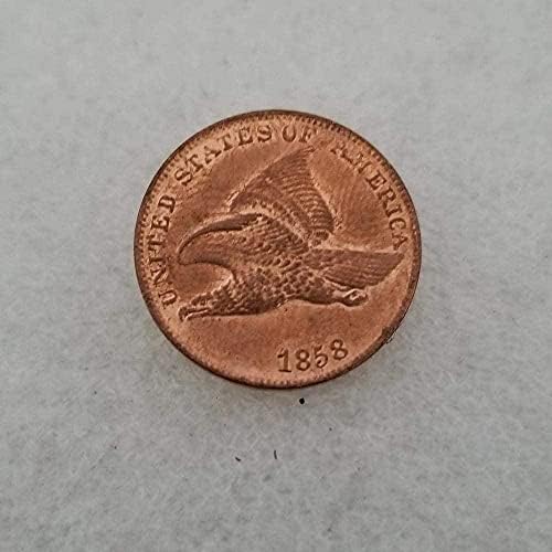 Старинни Занаяти Америка 1858 1 Монета с Летящим Орел Сребърен Долар Колекция Сребърни Кръгли монети