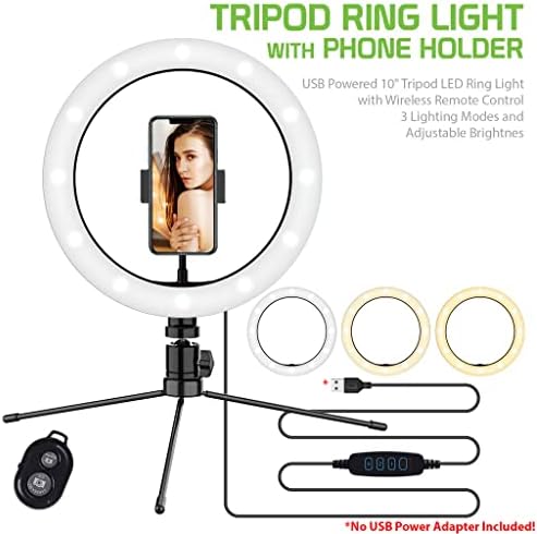 Светъл пръстен за селфи Трицветна светлина, който е съвместим с вашите Verykool s735 10 инча, с дистанционно управление за директно