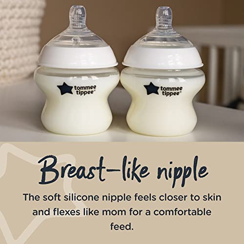 Tommee Tippee Closer to Nature Стартов комплект шишета за новородено | Биберон под формата на гърди, Клапа Против Колики - Прозрачна, Унисекс