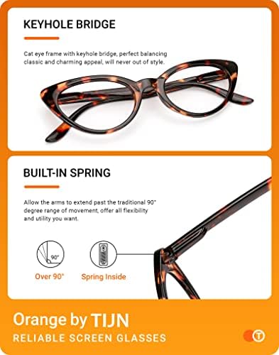 TIJN 3 опаковки Ретро Очила за четене Котешко око, Ридеры за Жени, Блокиране на Синя Светлина, Четец за очила Cateye (2.5)
