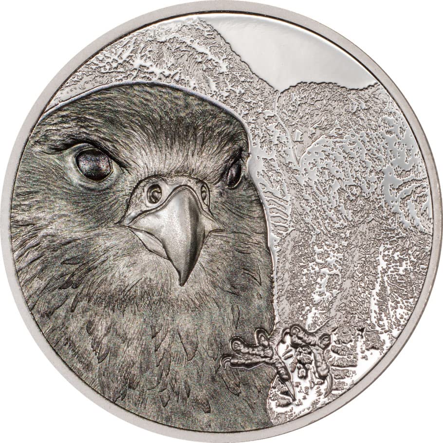 2023 DE Wild Mongolia PowerCoin Falcon 1 Унция Платинена монета от 25 000 Тогрог Монголия 2023 Пруф
