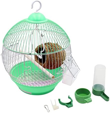 Кръгла клетка за птици TREQB с кормушкой Клетка за птици с птичи гнездо, Окачена Подвижна Клетка за домашни любимци (Цвят: A,
