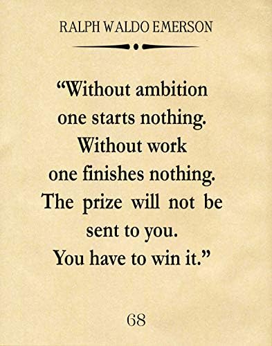 Цитат на Ралф Уолдо Емерсън, - Цитат амбиции, Бизнес цитат (8,3 x 11,7 (A4), Черна черна дъска)