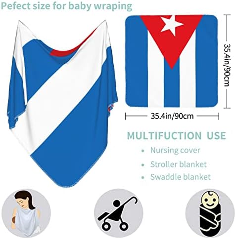 Детско Одеало с Кубински Флага, Като Одеало за Бебета, Калъф за Свободни Новородени, Обвивка