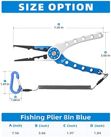BLUEWING 8-инчов Риболовни Клещи За Морска Вода, 1 бр., Клещи От Алуминиева Сплав Многофункционален Рибарски Инструменти,