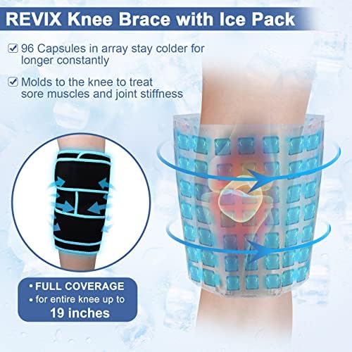 Компрессионный ръкав REVIX за лечение на травми на коленете си с помощта на пакети с лед за гореща и студена терапия и Разгъната