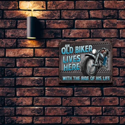 Лидице Знак Desperate Enterprises Old Biker - Ride - Носталгично Ретро Метален Стенен Декор - Произведено в САЩ