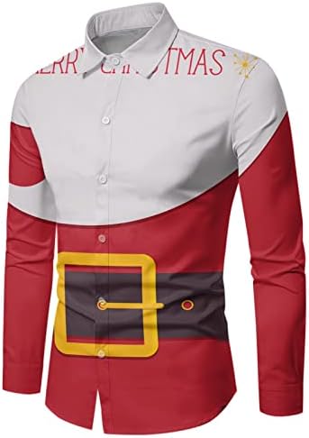 ZDDO Коледни Ризи с копчета за Мъже, Големи Размери, Рокля-Риза с Дълъг Ръкав, Коледни Костюми на Дядо Коледа, Дизайнерски Ризи