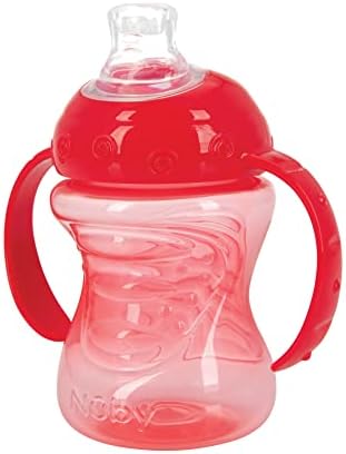 Непроливающаяся чаша Nuby с две дръжки Super Spout Grip N' Sip Cup 8 Грама, В една опаковка от 2 чаши, цветове могат да се различават