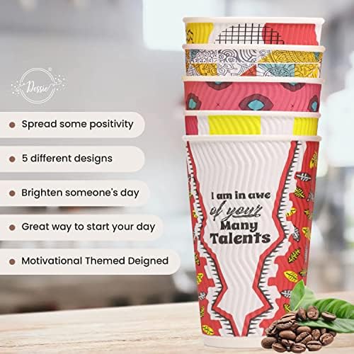 За еднократна употреба чаши кафе на Dessie 50 с капаци, с обем 16 унции, 5 уникален дизайн, улей, стени и полиэтиленовое