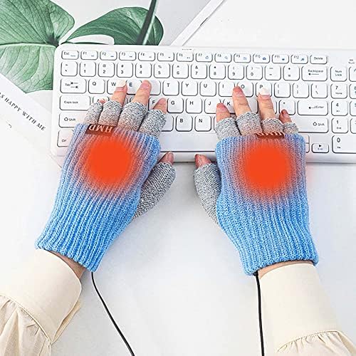 Дамски и мъжки ръкавици с USB-топъл, за защита от зимния студ, топли възли ръкавици-мида с подгряване на половин пръст