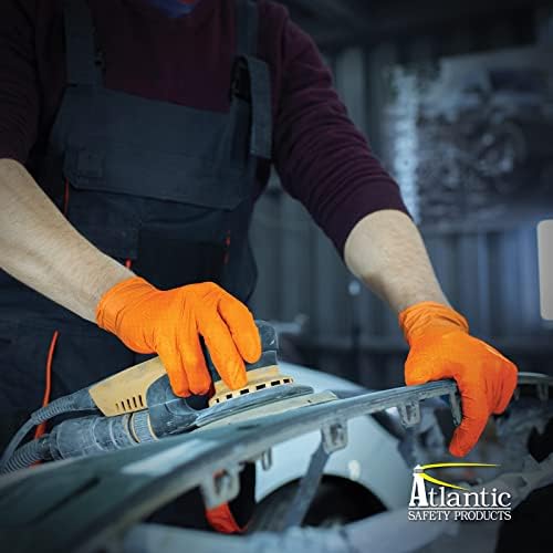 Atlantic Safety Products Скандално Оранжеви Тежкотоварни за Еднократна употреба Нитриловые ръкавици, 8 mils, Без латекс и прах, Оранжево