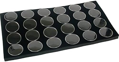 FindingKing Черен калъф за съхранение на бижута с 5 чекмеджета и черно-бели вложки за буркани със скъпоценни камъни (36 кутии,