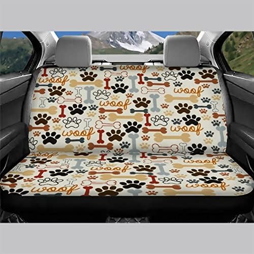 AFPANQZ Седалка на Задната седалка на автомобила с отпечатък от Кучешки Лапи и кости, Възглавница за седалката Кучета на Задната
