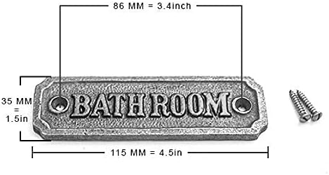 Чугунен Знак за баня в стил Фермерска къща, Малка рамка, която плака, Плака на вратата в селски стил, покрит с лак мат, 4,5 X 1,5 инча;