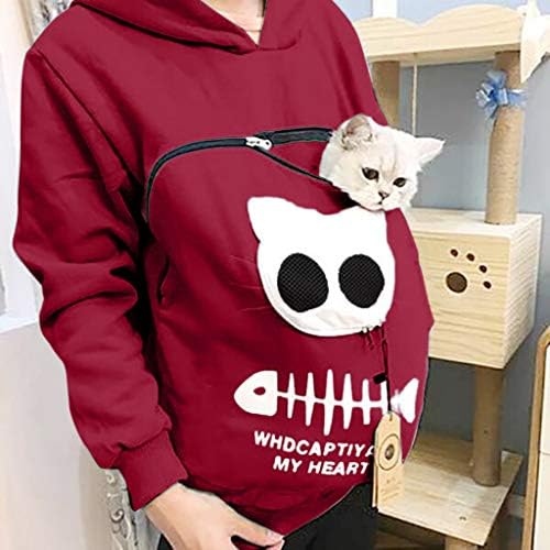 Пуловери, блузи, hoody с качулка, блуза с изображение на животно котка, дишащи дамски чанта, дамска блуза, ежедневни тениски, женски