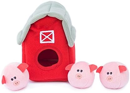 ZippyPaws Burrow, Bubble Babiez Pig Barn - Интерактивни Играчки за кучета от Скука - Играчки за кучета на криеница, Цветни Пищащие