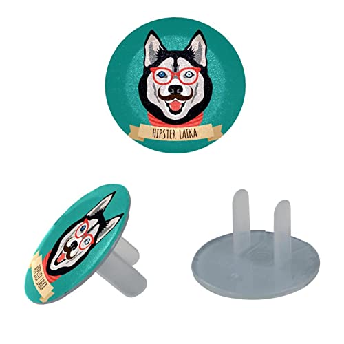Прозрачен Капак за контакти (24 опаковки) С Анимационни Куче Хъски, Диелектрични Пластмасови Капачки за електрически Контакти, Защита