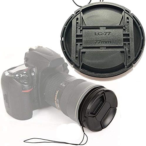 Shenligod 77 мм Капак на обектива 2 бр. с капак на обектива с отвор за каишка Комплект за Canon, Nikon за Sony DSLR Камери (77 мм)