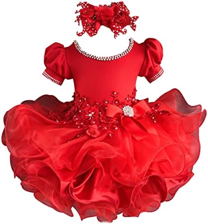 Jenniferwu G589RED дрехи за Новородени, малки деца, Празнична рокля за новородени момичета, Обличане за рожден Ден