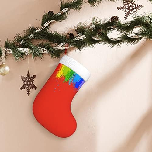 Waymay Преливащи Спрей Боя Коледа На Отглеждане 18 Инча Коледен Окачен Чорап Класически Празнични Украси Чорапи