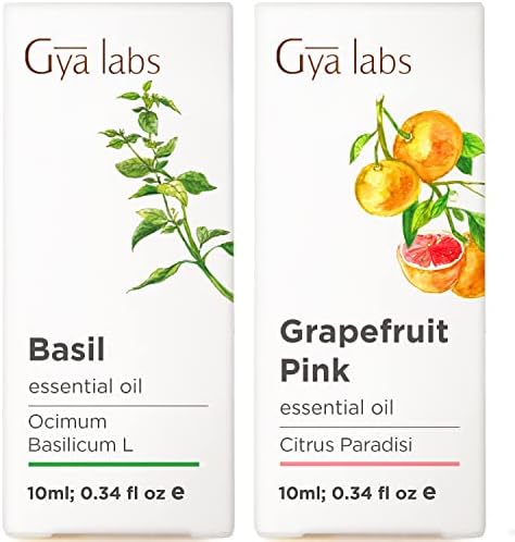 Етерично масло от босилек и Грейпфрут за набиране на Обектите - Набор от Етерични масла Чисто Терапевтичен клас - 2x10 мл - Gya Labs