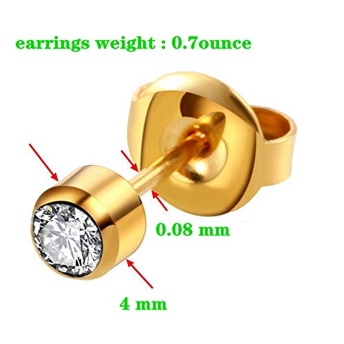 Набор за Пробиване на уши SXBBSMC, Комплект от 4 Ушни Плочки със Златни Обеци с Диаманти 4 мм, Еднократно Пистолет За Пробиване на