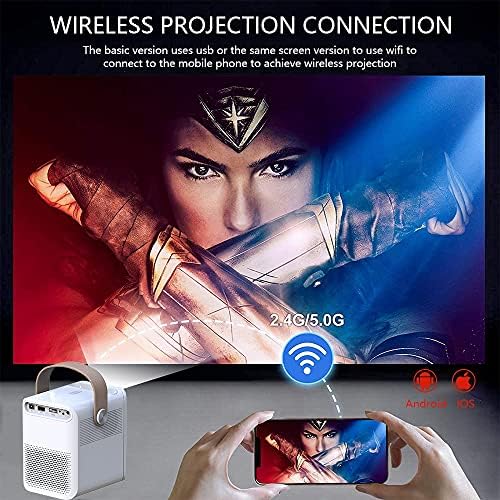 Проектор ZLXDP 1080P, Пълен Мини-Проектор за домашно кино, ET30 4K Viedo в прожектор Преносими led за смартфон (Размер: Android батерия)
