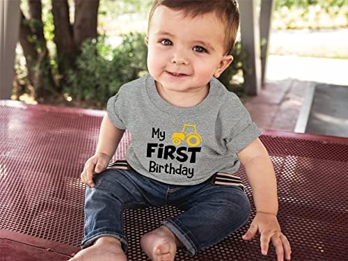 Първи дрешки за момче на рожден Ден, първата Ми Тениска с Трактор, Строителни Подаръци за една година