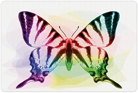 Подложка за домашни любимци с пеперуда-Ласточкиным Опашка Ambesonne за храна и вода, Пеперуда с участието на Фантазийных животни