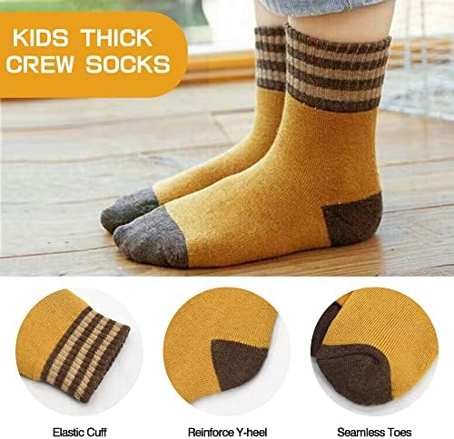 Зимни чорапи за деца SPTRAMLE, 5 двойки, Топли Туристически Дебели чорапи за деца и момичета, Топли детски чорапи за екипажа (1-16