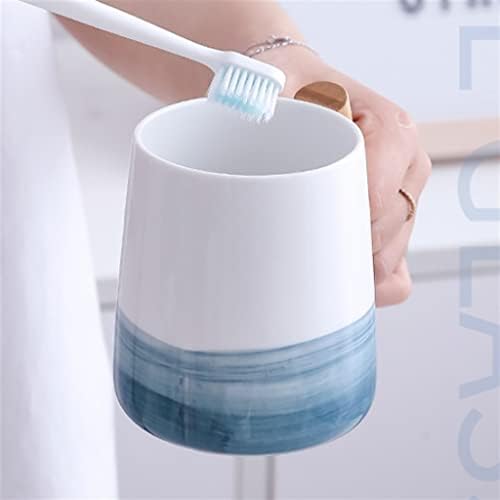 CZDYUF Скандинавски Чаша За миене на Зъбите С Дървена Дръжка Керамична Чаша За Изплакване на Устата Домашен Комплект За Измиване на Двойки