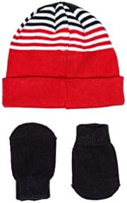 Комплект от 2 теми: Шапка и ръкавици Nike за новородено - Черно / Червено - За бебета (Един размер подходящ за всички)