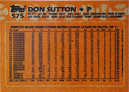 1988 Бейзболна картичка Topps 575 Дон Саттона