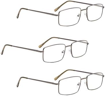 LUR 3 опаковки на метални очила за четене + 3 опаковки очила за четене без рамки (само 6 двойки ридеров + 2,25)