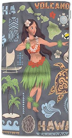 Кърпа за ръце HGOD DESIGNS Хавай, Ретро Набор от хавайски Икони и Символи, Кърпа за ръце с Вулканичен ефект за Китара за момичета,
