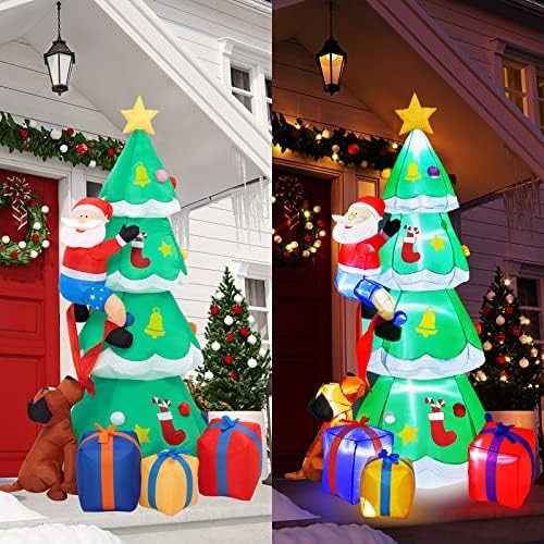 Надуваема Коледно Дърво Litake дължина 7,5 метра, Вградени бели светодиоди, Коледни Надуваеми Декорации за Двор, Гигантски
