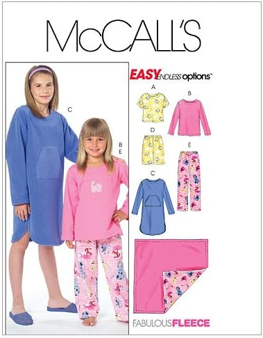 McCall's Patterns M4963 / Детски блузи за момичета, Халат, къси Панталонки, Панталони и Одеало, Размер CZ (MED-LRG-XLG)