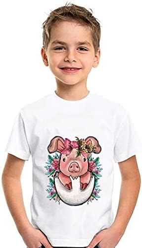 Тениска с принтом на Ден на Великден, Тениски, Тениска За Малки Момичета И Момчета, Тениска с Къс ръкав и Зайчиком, Детски Тениски