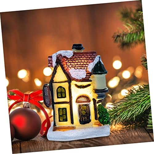 ABOOFAN 4 бр. Строителна Фигурка на Коледен Зимата Микро Къща С Осветление, аксесоари За Декорация и вътрешно Осветление, Мини-Орнамент,