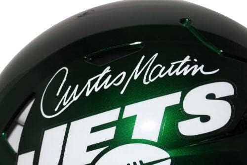 Автентичен Каска Speed Flex с автограф Кертиса Мартин от Ню Йорк Джетс PSA 33962 - Каски NFL с Автограф