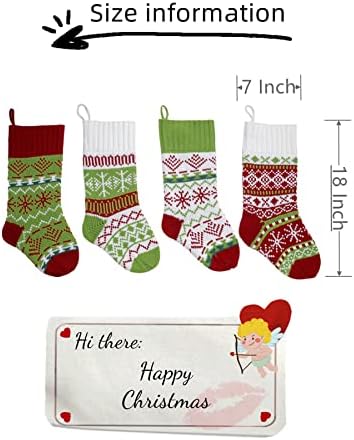 REMYSUE Възли Коледни Чорапи 4 опаковки, 18 Инча, Комплекти, Коледни Чорапи Голям Размер, Големи Коледни Висящи Декорация, Коледна Украса