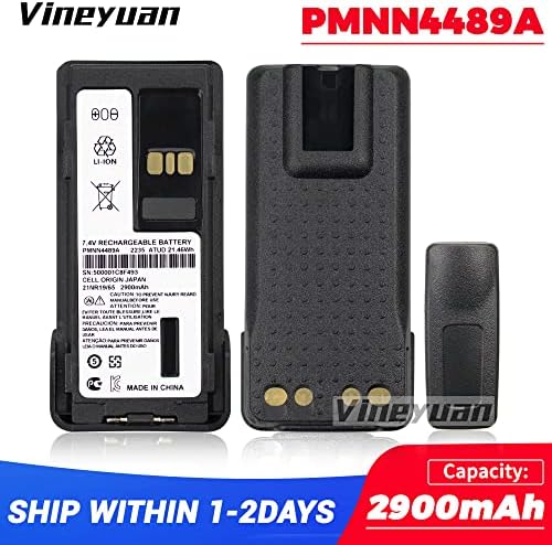 Vineynuan PMNN4489A Литиево-йонна батерия 2900 mah Голям Капацитет за Motorola GP328D + GP338D + P8668I APX900 DGP5050E DGP5550E