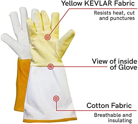 Заваръчни ръкавици Миг Tig от кевлар са Налични в размери: XS, Small, Medium, Large, Xl, XXL, XXXL