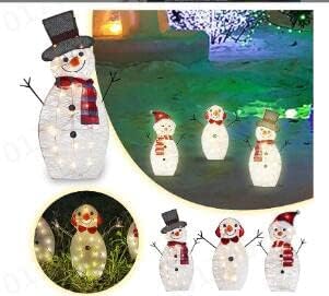 Комплект от 3 теми 2022 Коледно Осветление Снежен човек Външно Украса на Двора, 20 Светлини Предварително Свети Снежен Дома С Раздувом П
