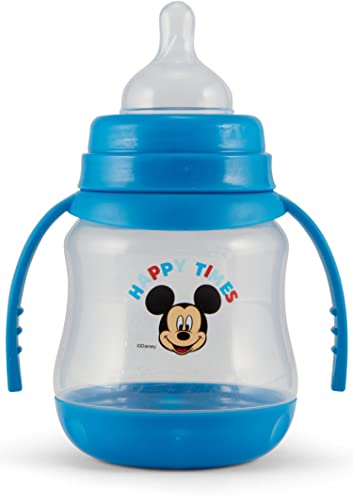 Бебешки бутилки Дисни 2 опаковки по 7 грама с щампи на герои и цветни капаци с двойна дръжка - не съдържат бисфенол А и са лесни за почистване
