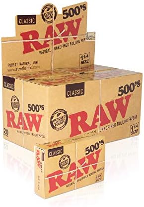 Ролки RAW Classic, без помятости 1 1/4 | 20 Опаковки по 500 парчета, без естествени добавки - Веганские листа в опаковка