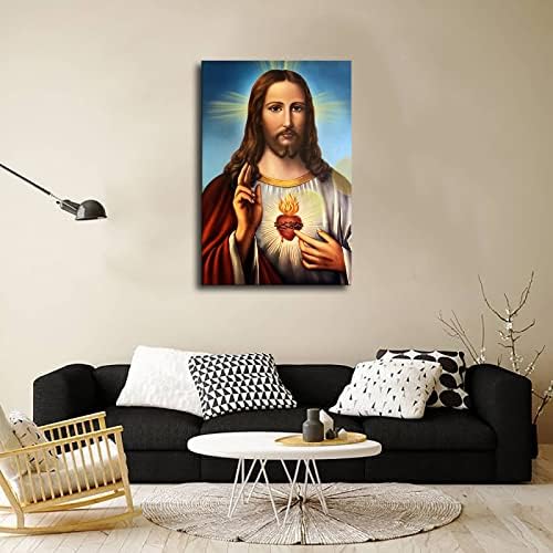 Светото Сърце на Исус Католически Христос HD Снимки Начало Декор Живопис Спалня, Кухня Изкуство Платно Декор (08 × 12 см в рамка)