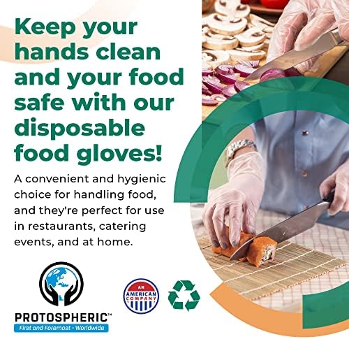 Ръкавици за еднократна употреба Protospheric - Ластични Поли, Прозрачни Ръкавици за приготвяне на храна - Безопасни, не съдържат